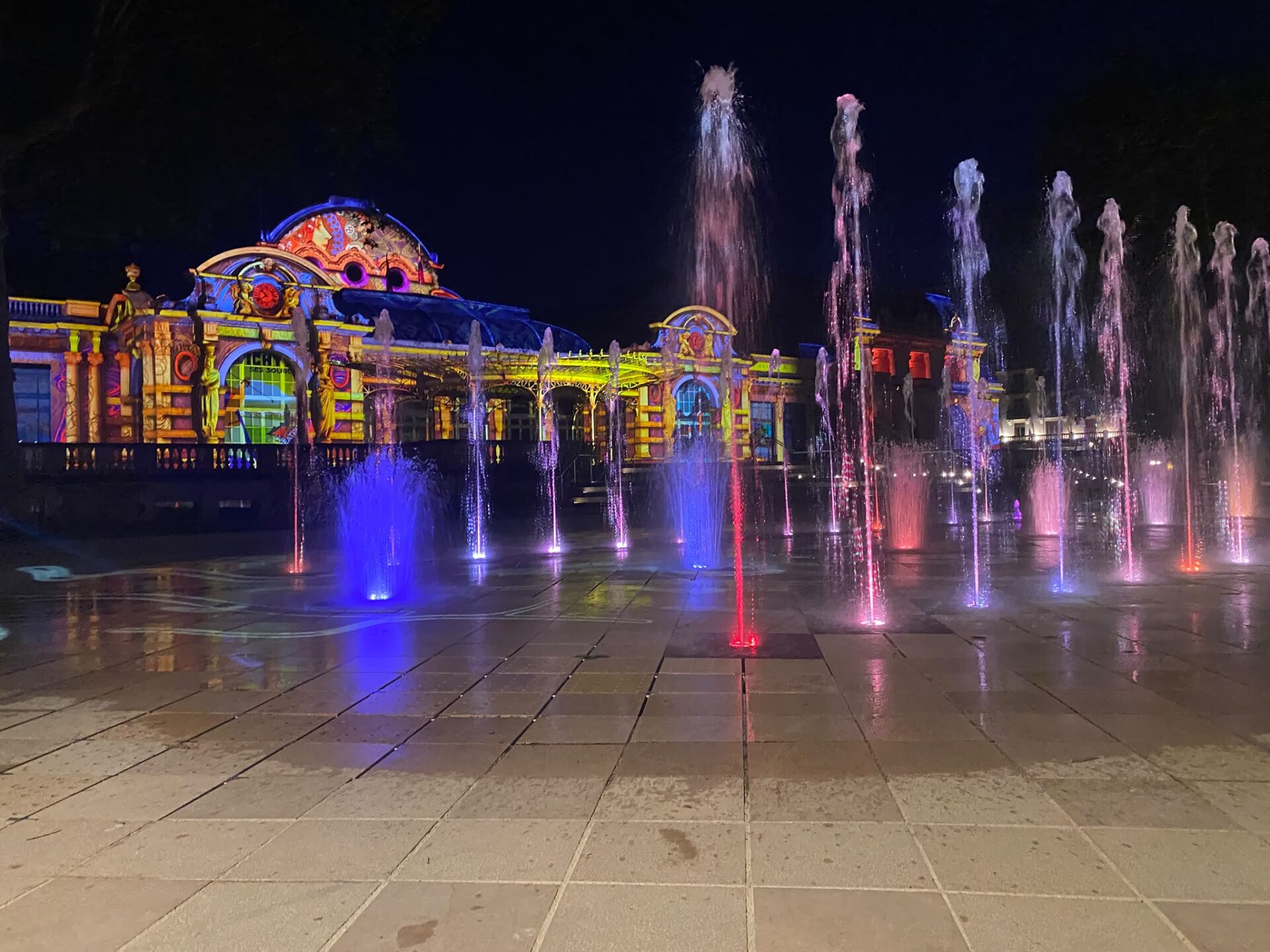 Image of park lit up at night